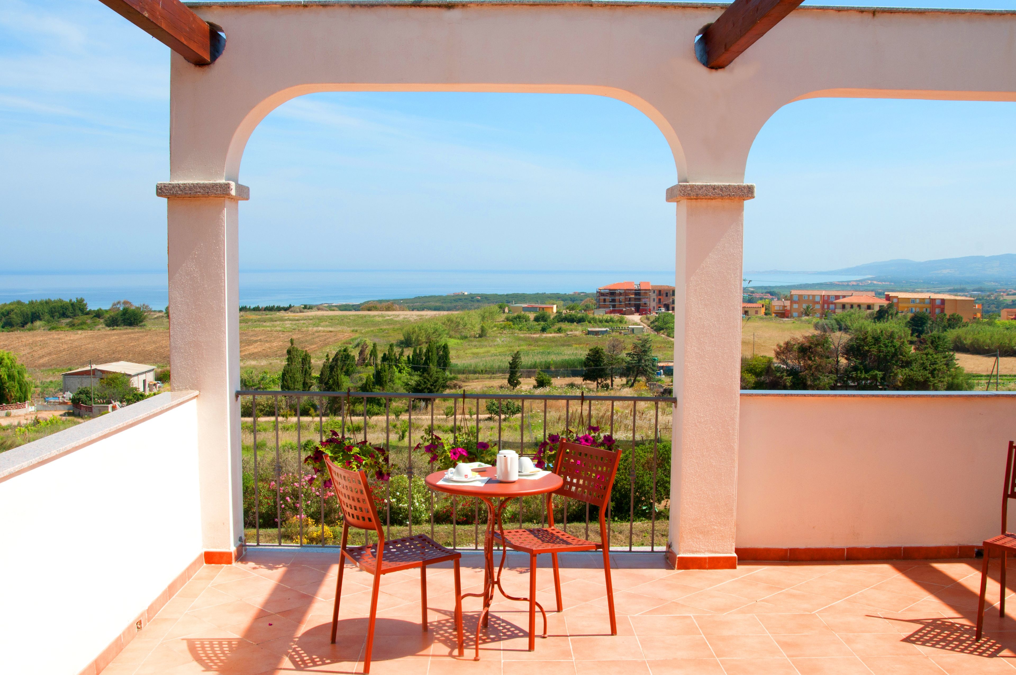 Chambre Double, balcon, vue mer | Terrasse/Patio