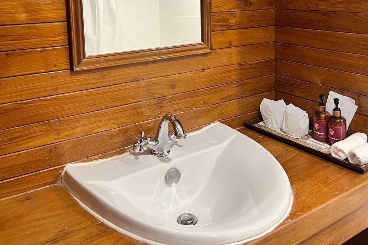 Derin küvet, ücretsiz banyo/kozmetik ürünleri, saç kurutma makinesi