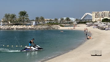 Private beach, white sand, beach cabanas, sun loungers