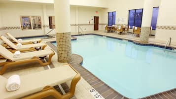 Indoor pool, open 5:30 AM to 11 PM, pool loungers