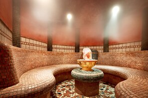 Sauna, steam room, hot stone massages, deep-tissue massages
