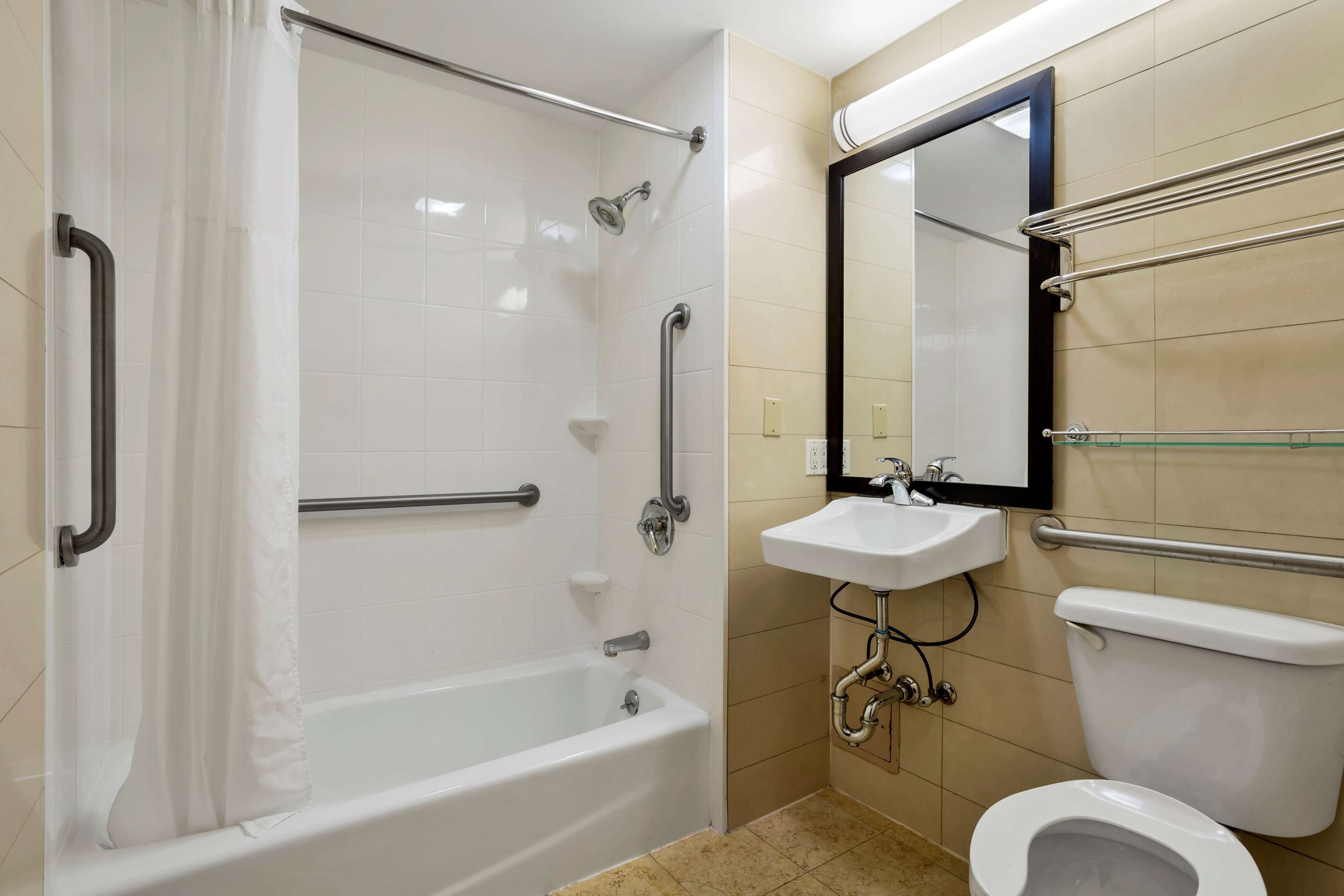 standard room, 2 queen beds, accessible, non smoking | bathroom | free toiletries, hair dryer, towels, soap