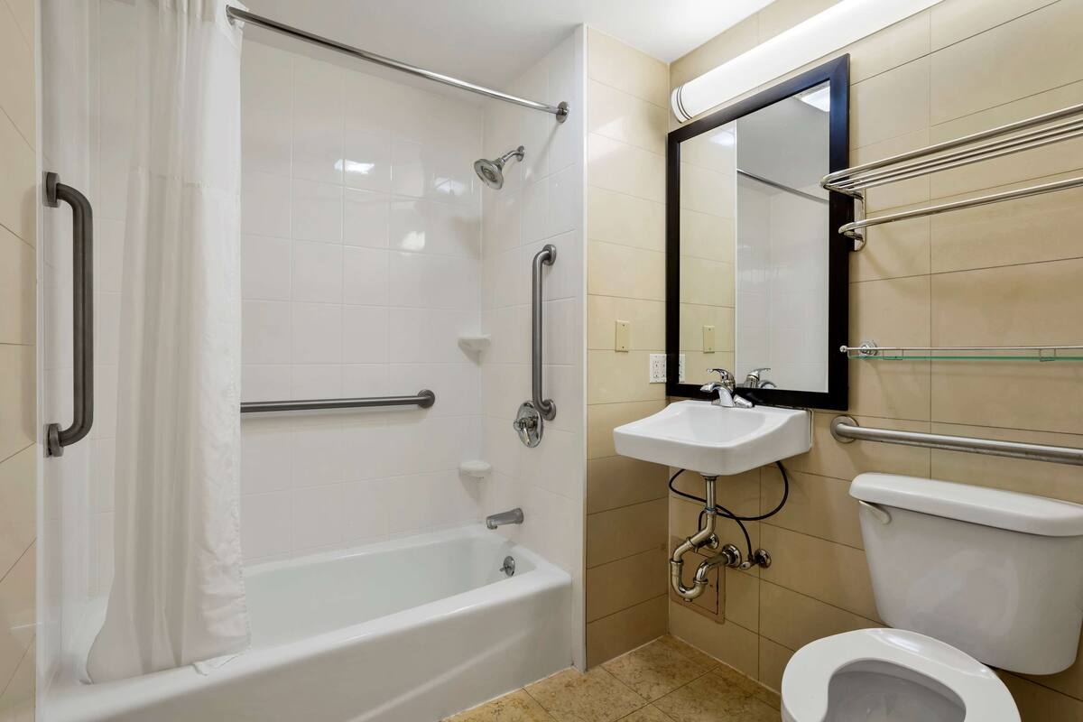 standard room, 2 queen beds, accessible, non smoking | bathroom | free toiletries, hair dryer, towels, soap