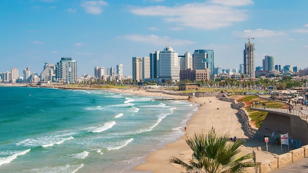 A coastal cityscape with a beach, high-rise buildings, and a clear sky. - Roxon Sea Sand Bat Yam (Bat Yam)