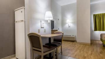 Full-size fridge, microwave, coffee/tea maker