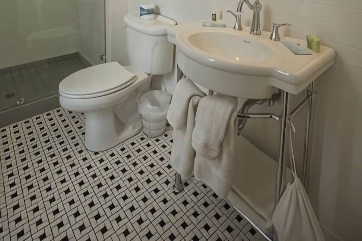 Salle de bain | Douche, séchoir à cheveux, serviettes fournies