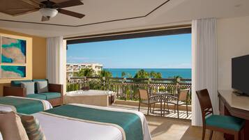 Preferred Club Ocean View & Pool Front Double Beds | Free minibar, in-room safe, desk, laptop workspace