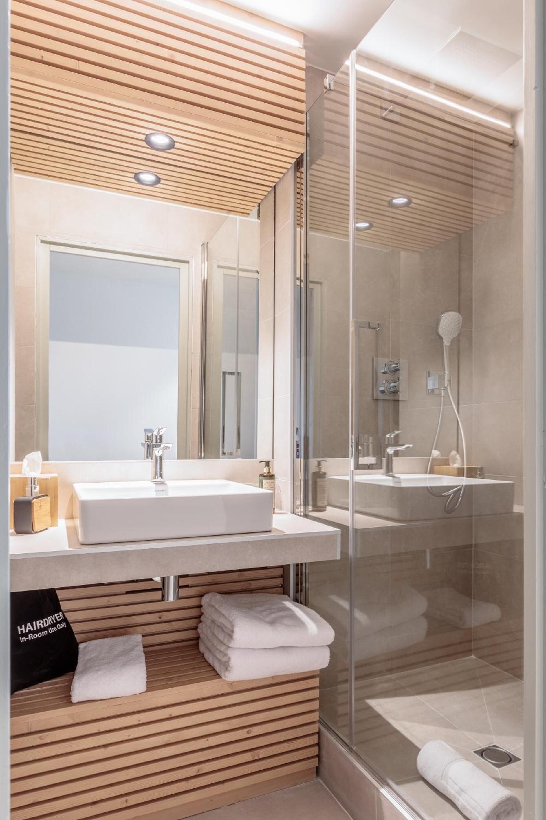 Free toiletries, hair dryer, towels