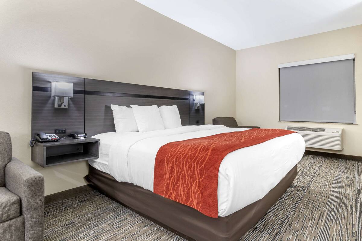 standard single room, 1 king bed, non smoking | in-room safe, desk, laptop workspace, soundproofing