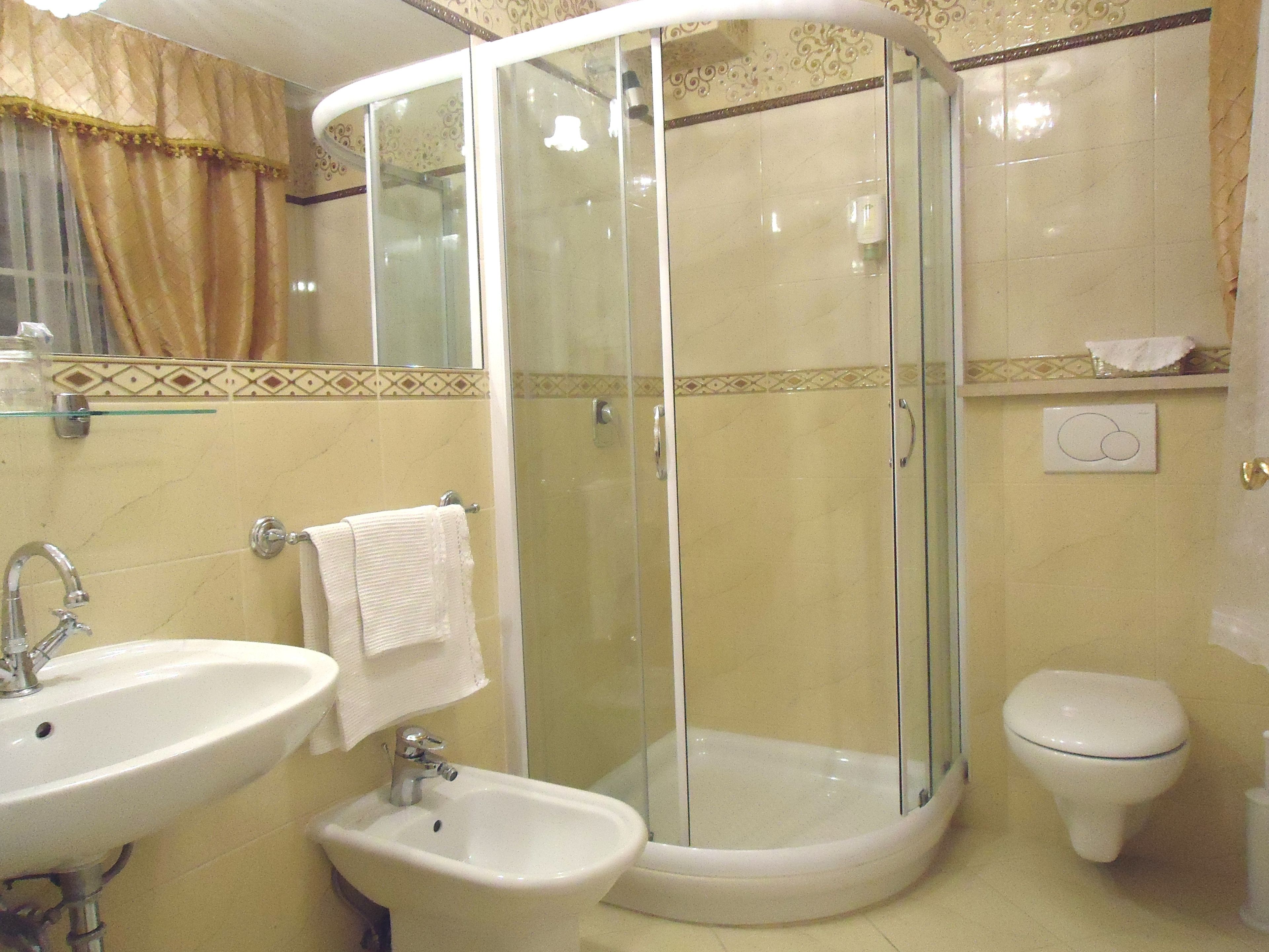 shower, rainfall showerhead, hair dryer, bathrobes