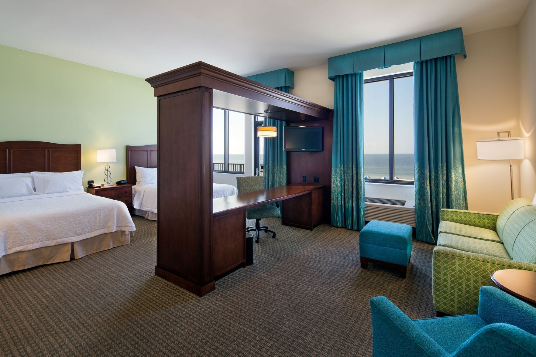 In-room safe, laptop workspace, blackout curtains, iron/ironing board