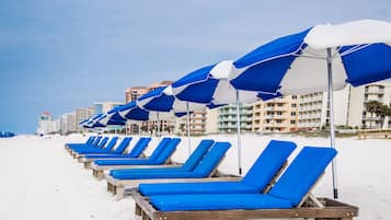 On the beach, white sand