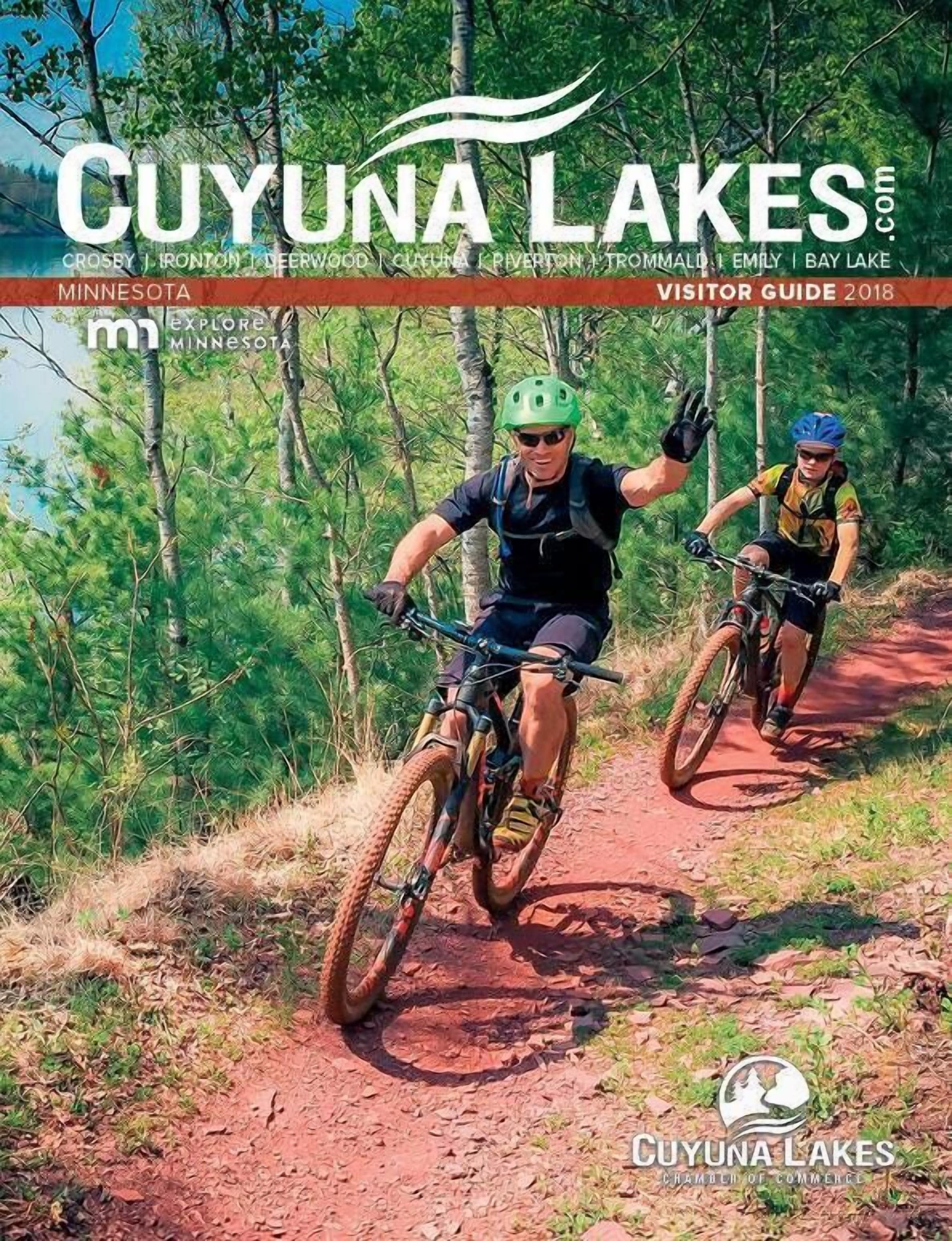 A mountain biking trail with two cyclists.