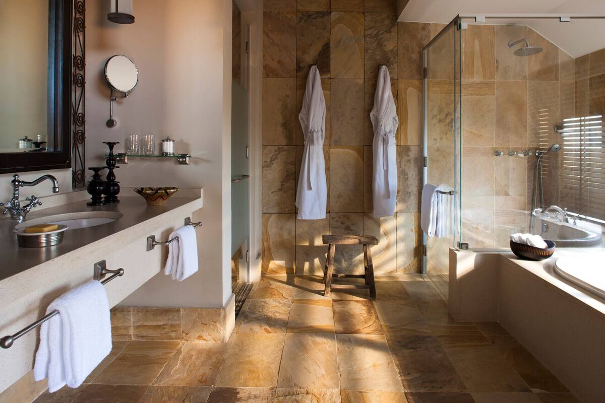 free toiletries, hair dryer, bathrobes, slippers