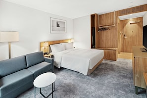 Family Room with Queen Bed and Sofa Bed | In-room safe, desk, laptop workspace, blackout drapes