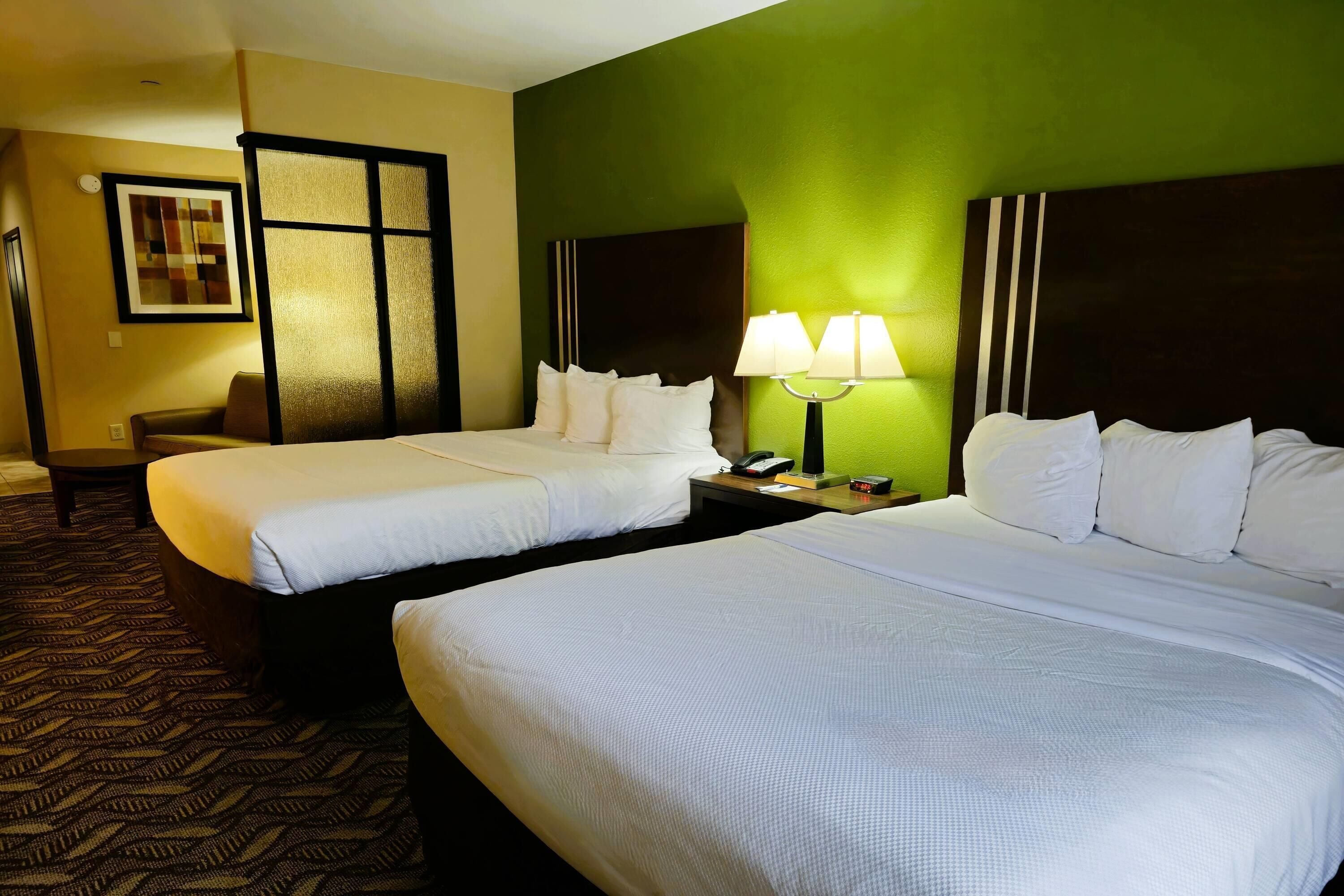 Premium bedding, Select Comfort beds, individually furnished, desk