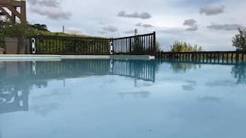 Outdoor pool, open 8:00 AM to 7:00 PM, pool loungers