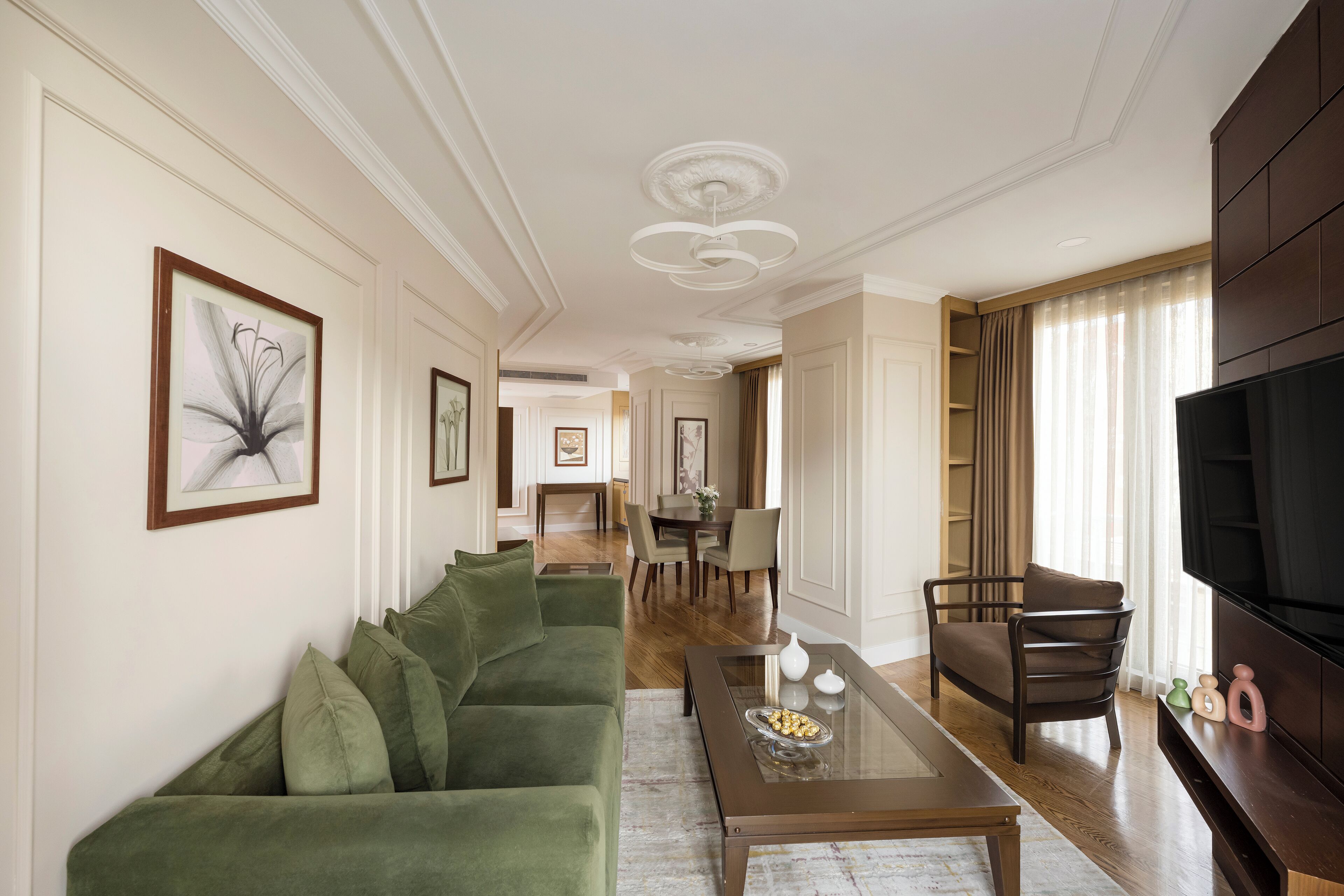 Premium bedding, down duvets, Select Comfort beds, minibar