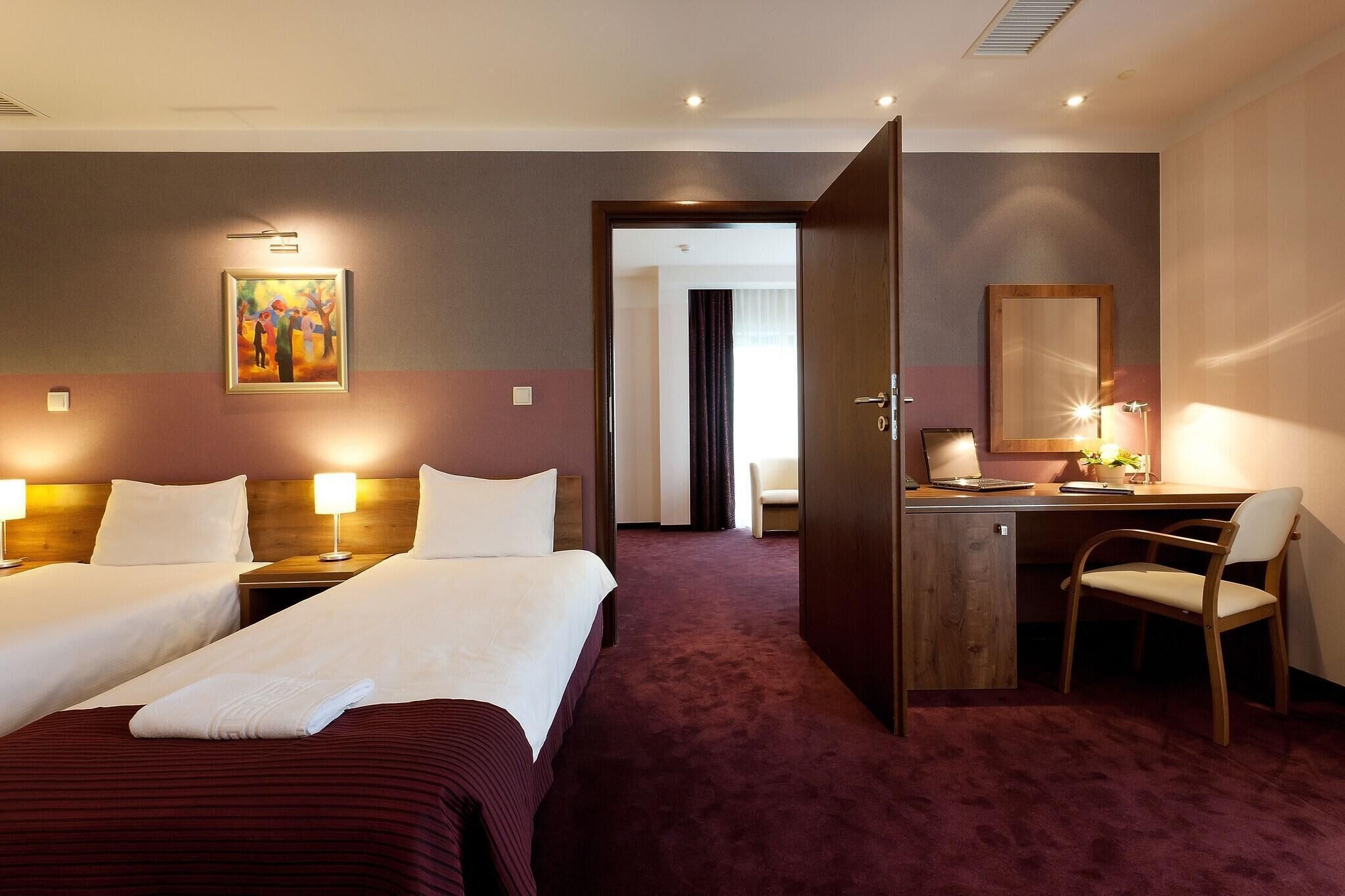 Desk, cribs (surcharge), rollaway beds (surcharge), WiFi (free)
