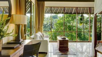 Family Villa, 2 Bedrooms, Private Pool | Living area | 32-inch LCD TV with cable channels, TV