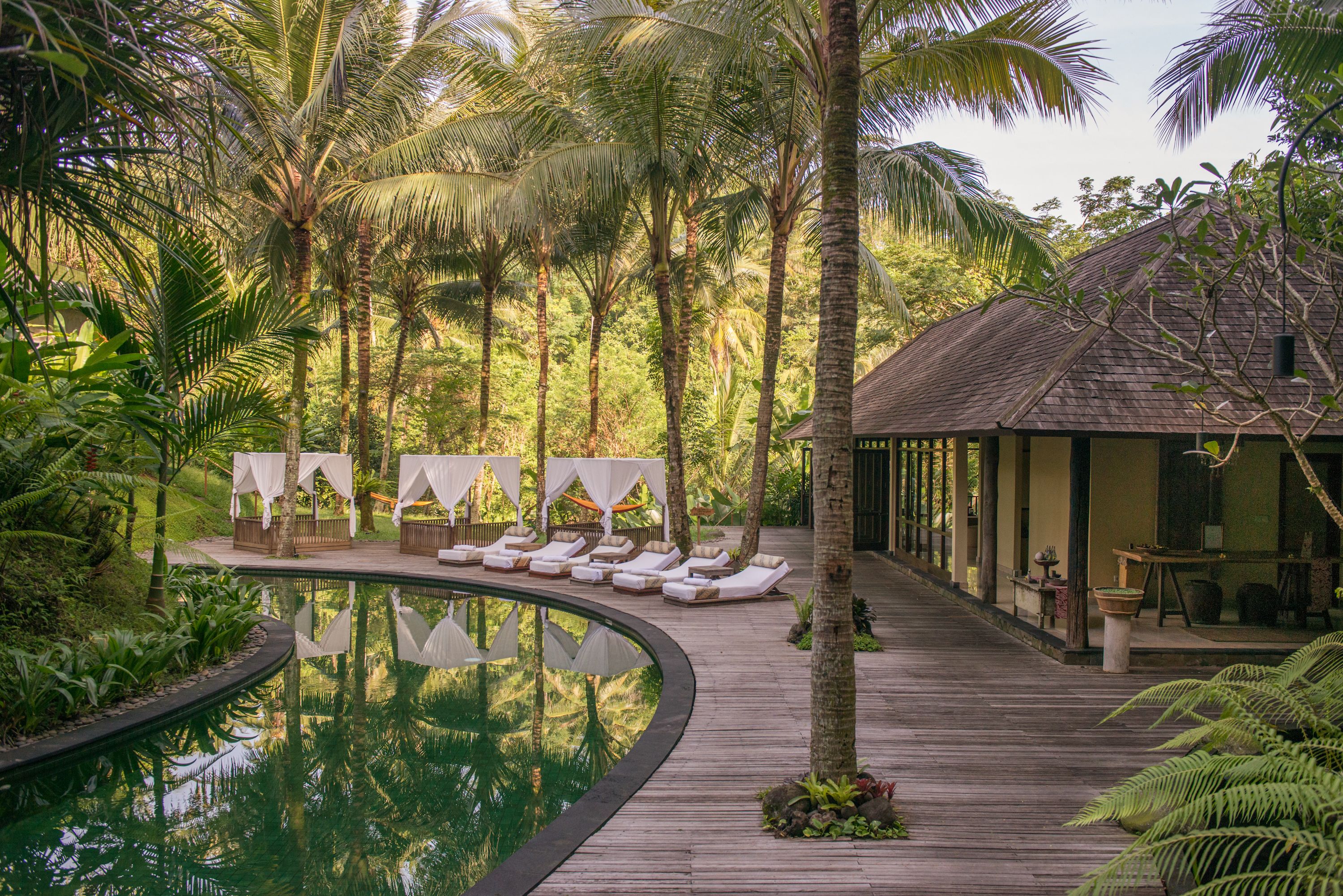 2 outdoor pools, pool loungers