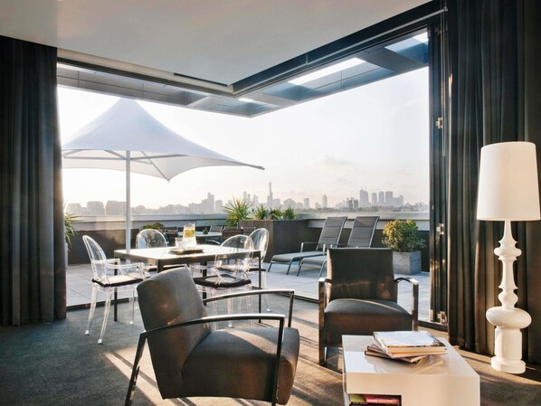 Penthouse, Balcony, City View | Premium bedding, pillowtop beds, minibar, in-room safe