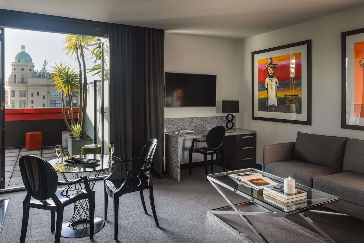 Penthouse, balcon, vue ville