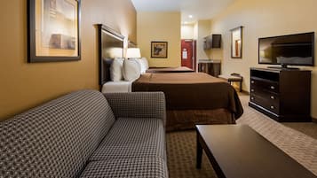 Standard Room, 2 Queen Beds, Non Smoking, Refrigerator & Microwave (Larger Room) | Desk, laptop workspace, iron/ironing board, rollaway beds