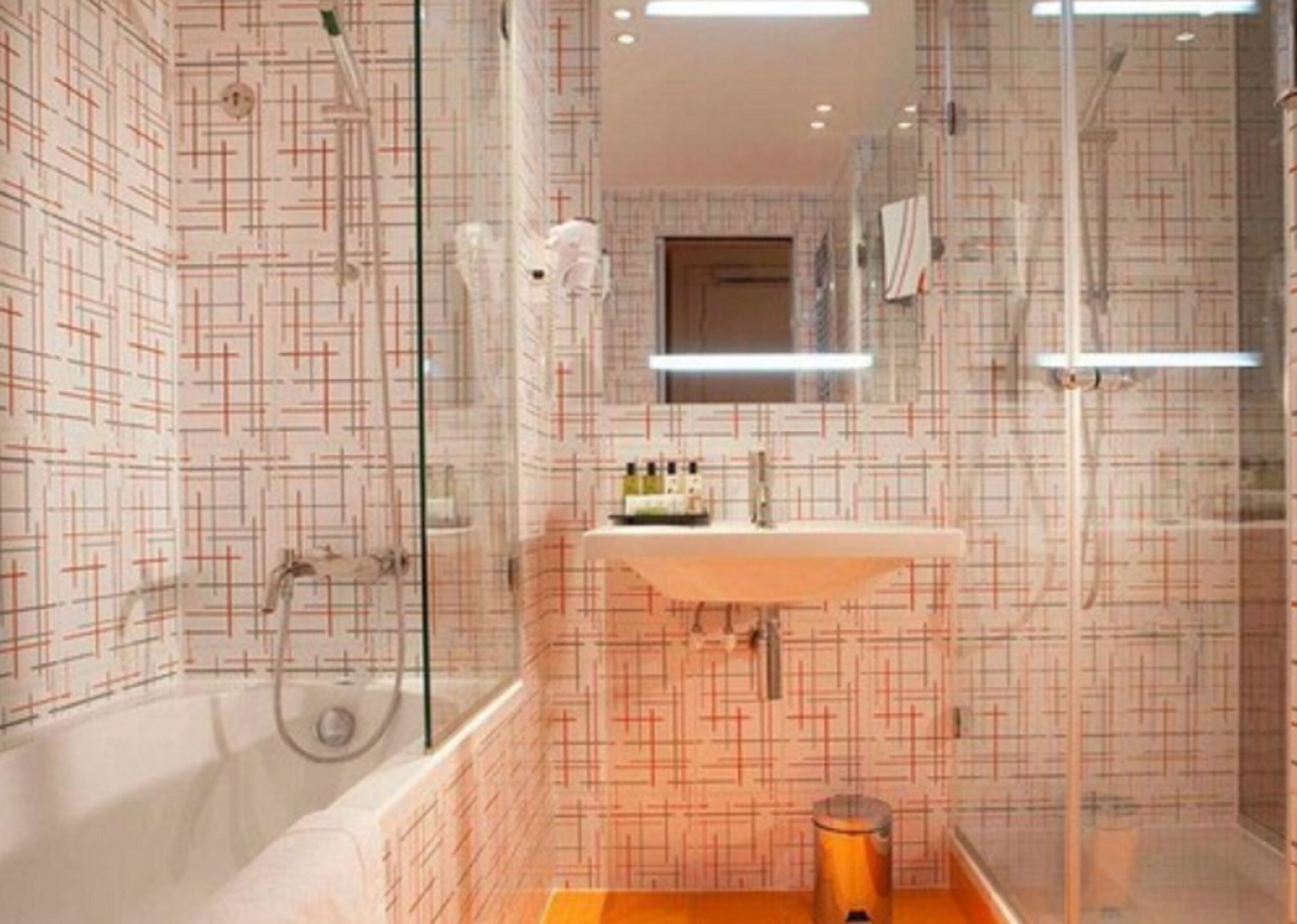 shower, designer toiletries, hair dryer, towels