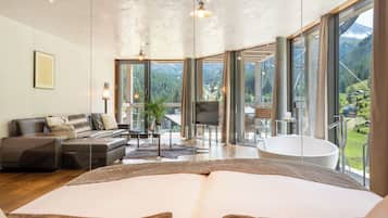 Suite 50, mountain view | Premium bedding, in-room safe, individually decorated, desk