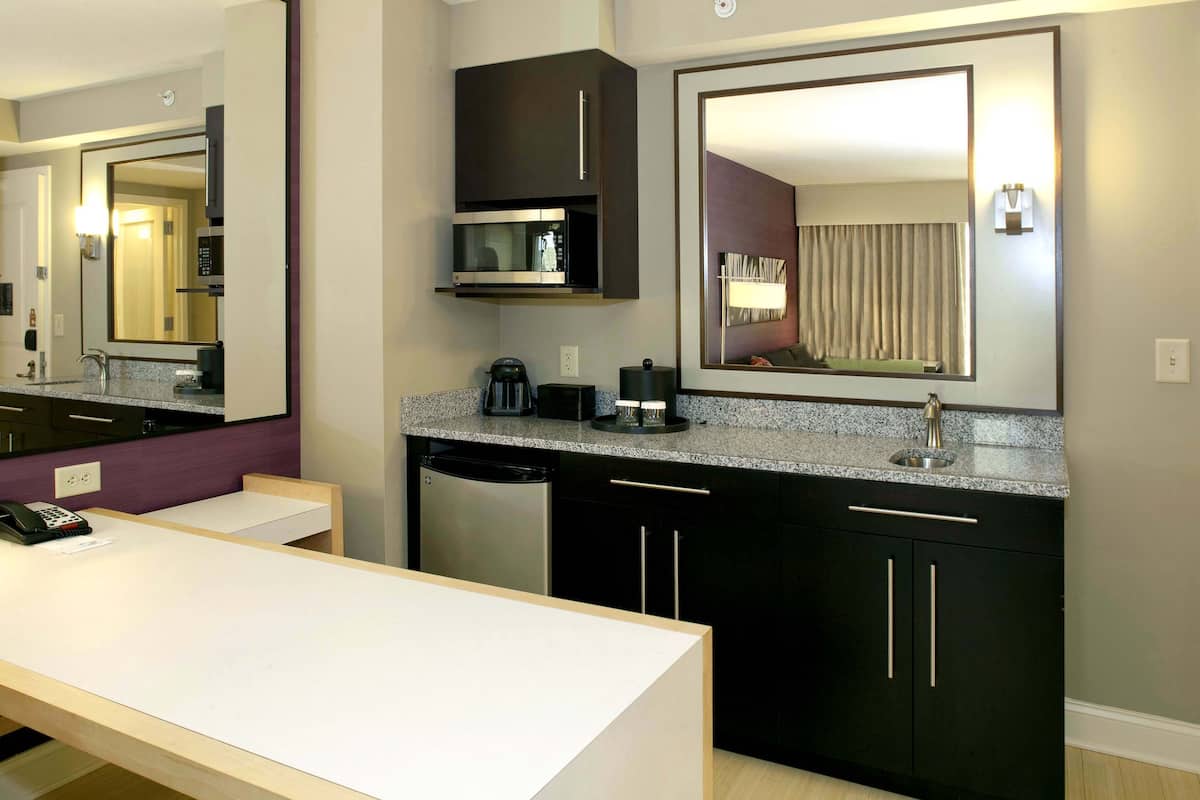 hypo-allergenic bedding, in-room safe, desk, blackout curtains