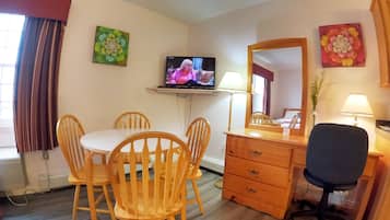 Room Two queen beds with kitchenette | Living area | TV