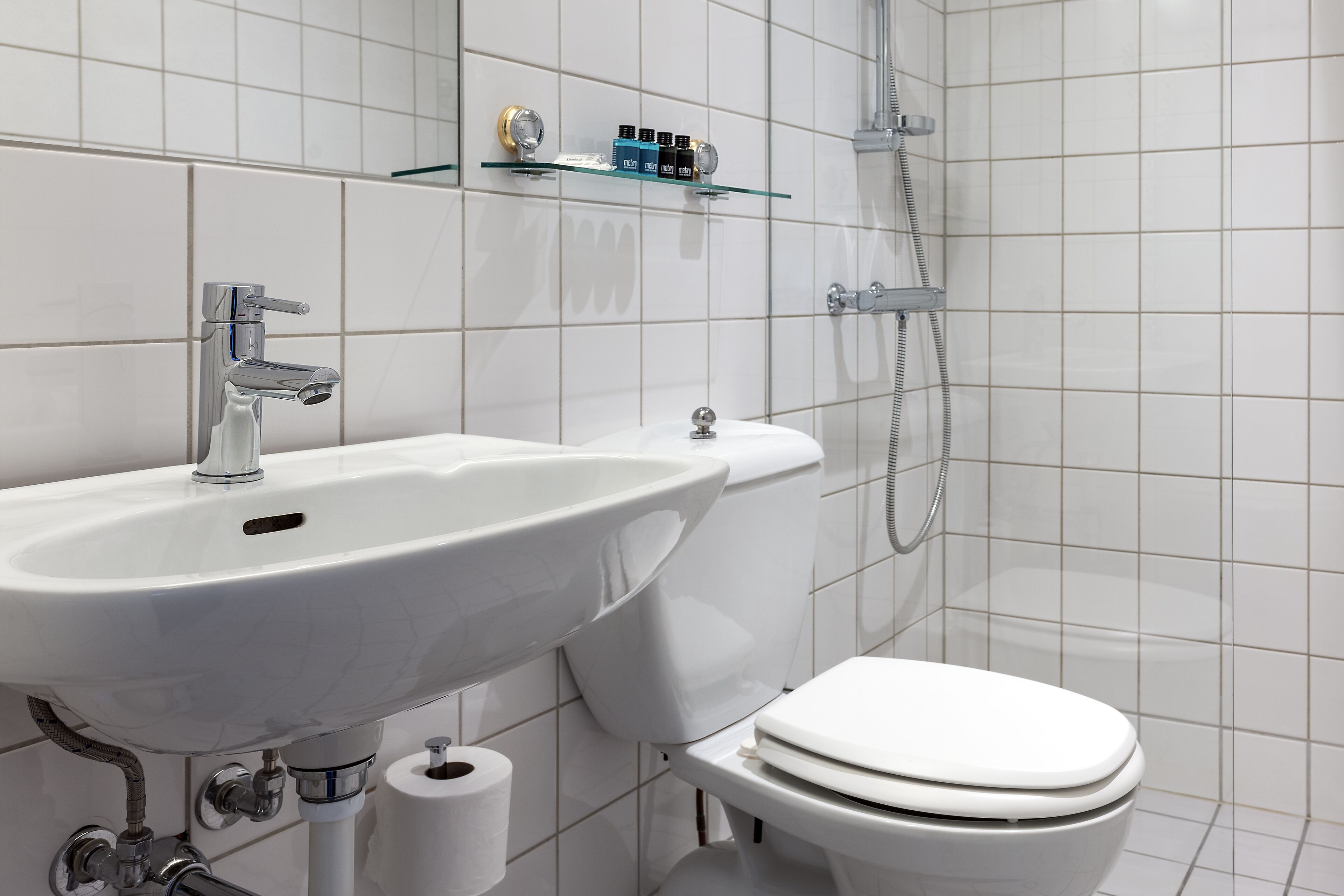 shower, free toiletries, hair dryer, heated floors