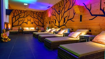 Sauna, boblebad, dampbad, varme kilder/mineralkilder, kropsbehandlinger