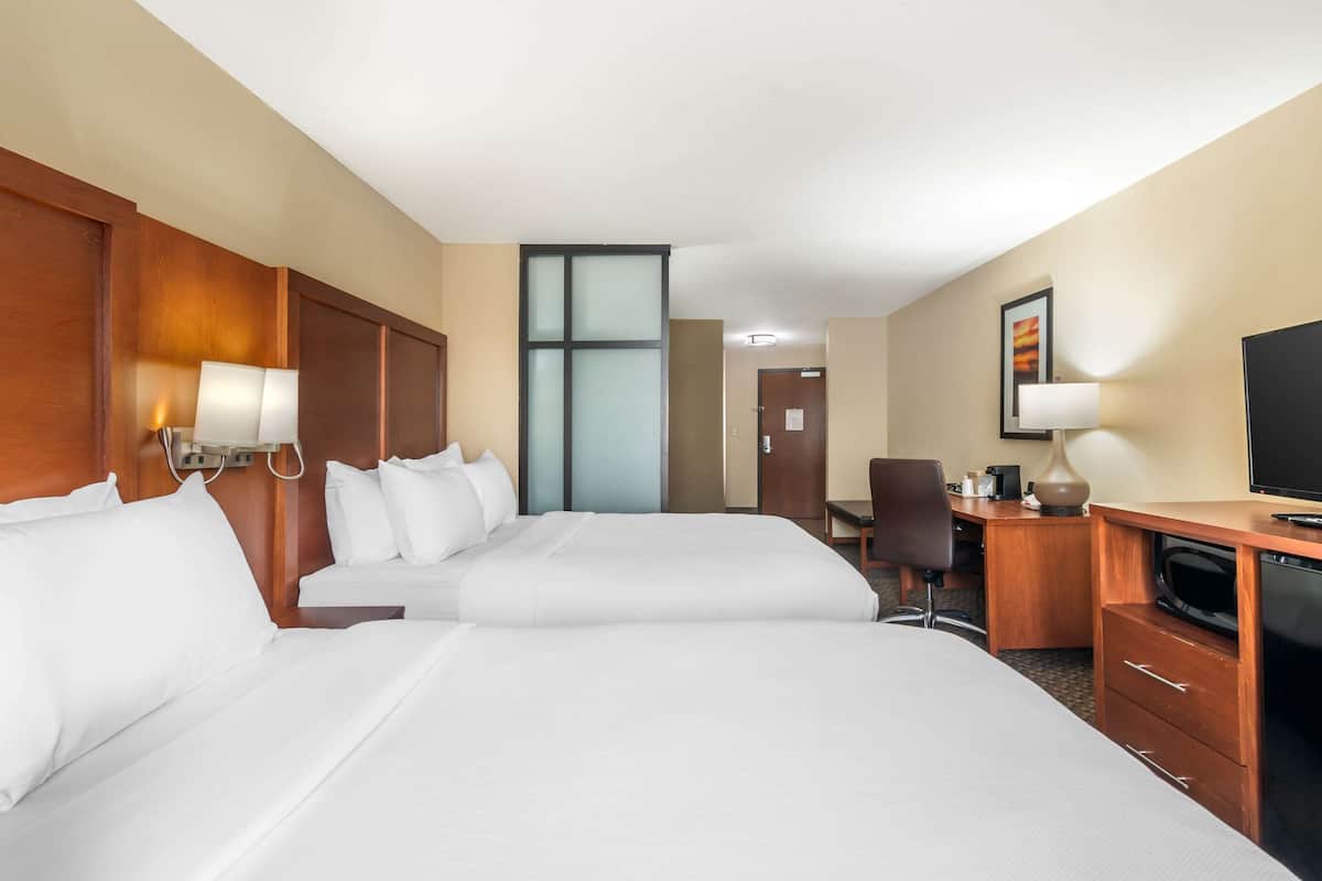 Suite, 2 Queen Beds, Non Smoking | Pillowtop beds, desk, laptop workspace, iron/ironing board