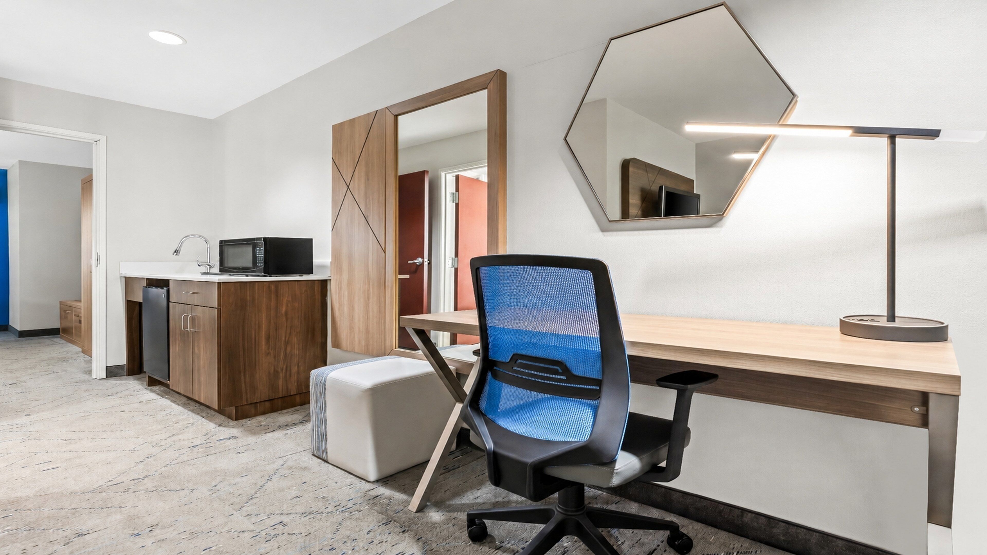 Desk, blackout drapes, iron/ironing board, free WiFi