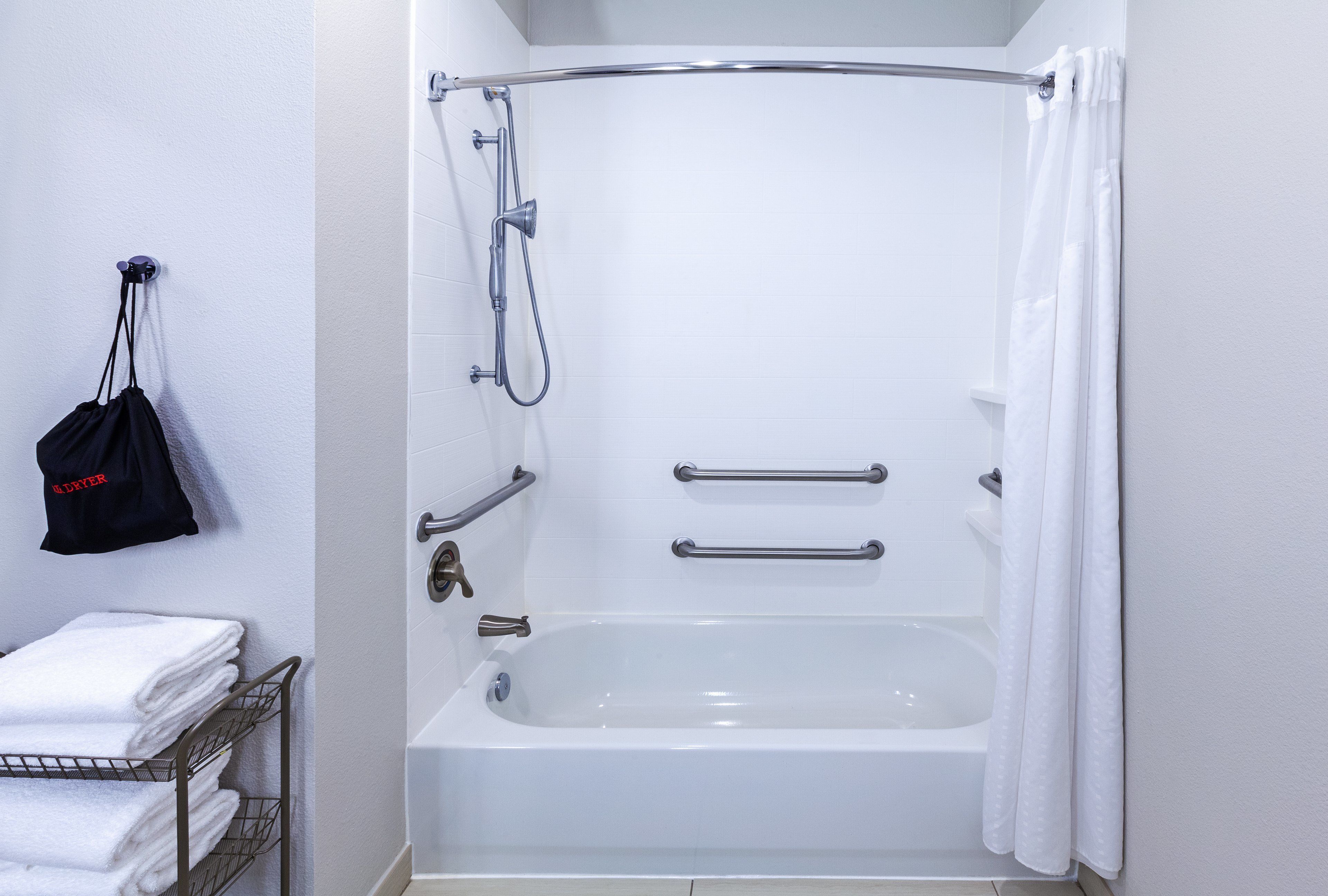 free toiletries, hair dryer, towels