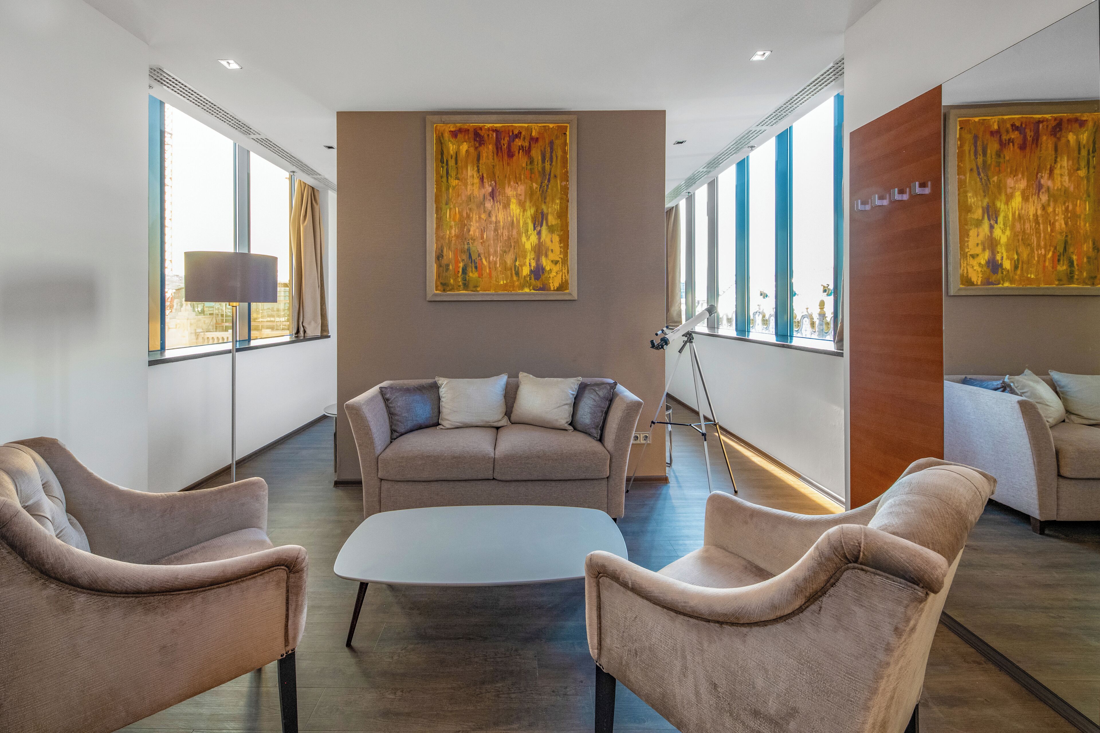 panoramic studio suite | living area | lcd tv