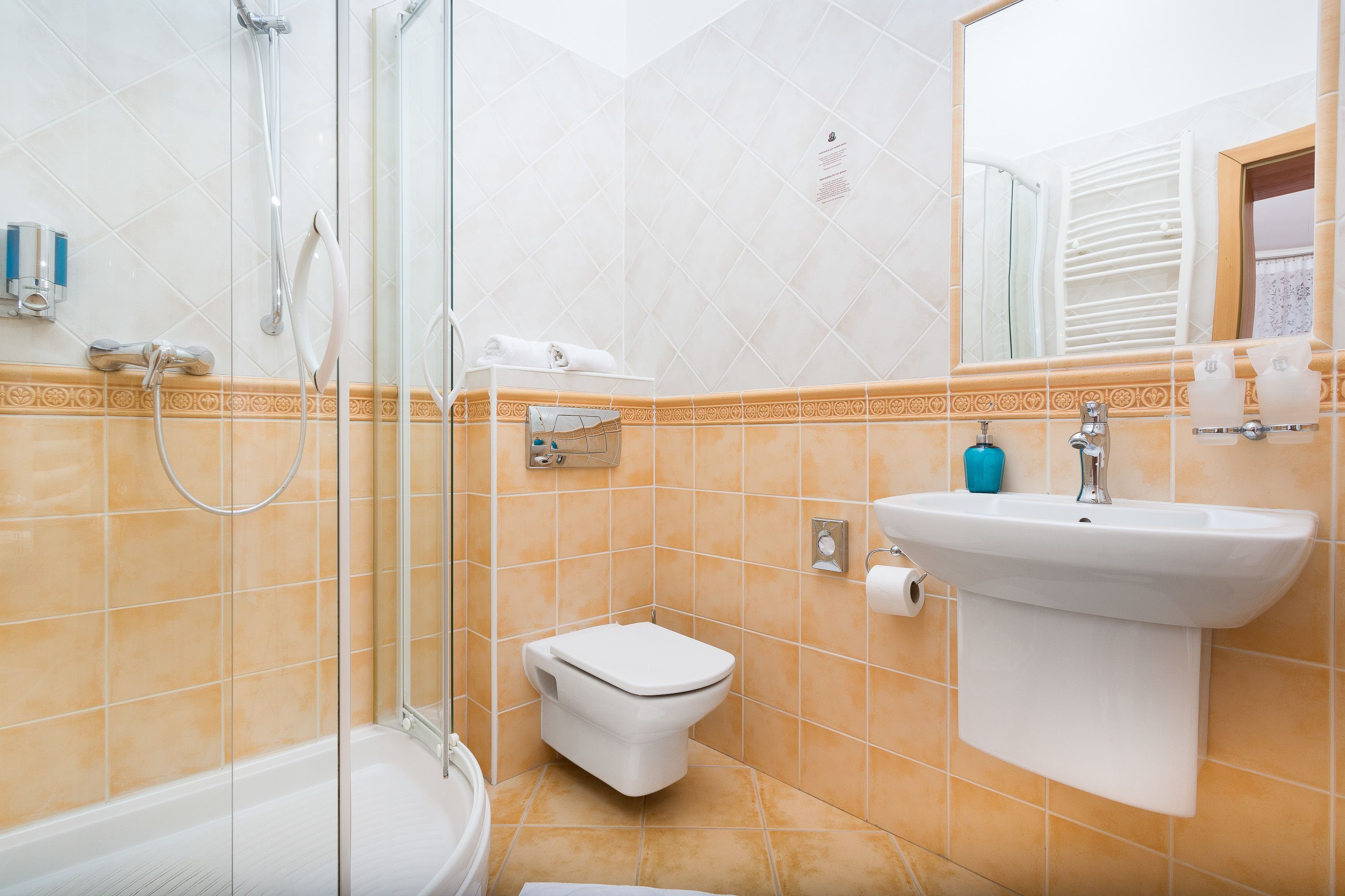 shower, free toiletries, hair dryer, slippers