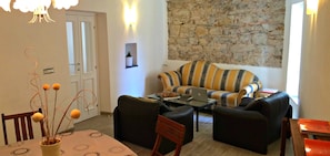 36-inch flat-screen TV with premium TV channels, TV