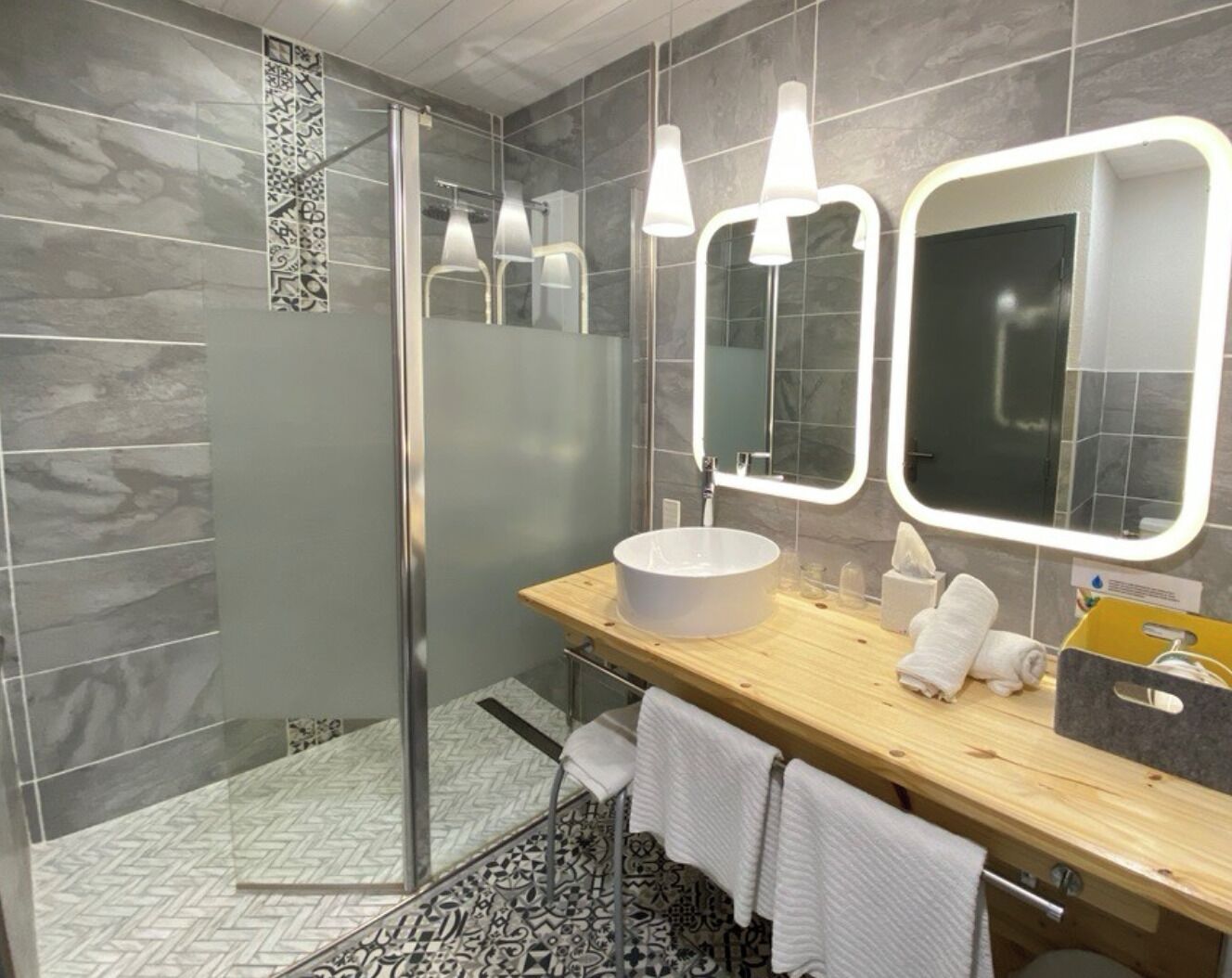 free toiletries, hair dryer, towels