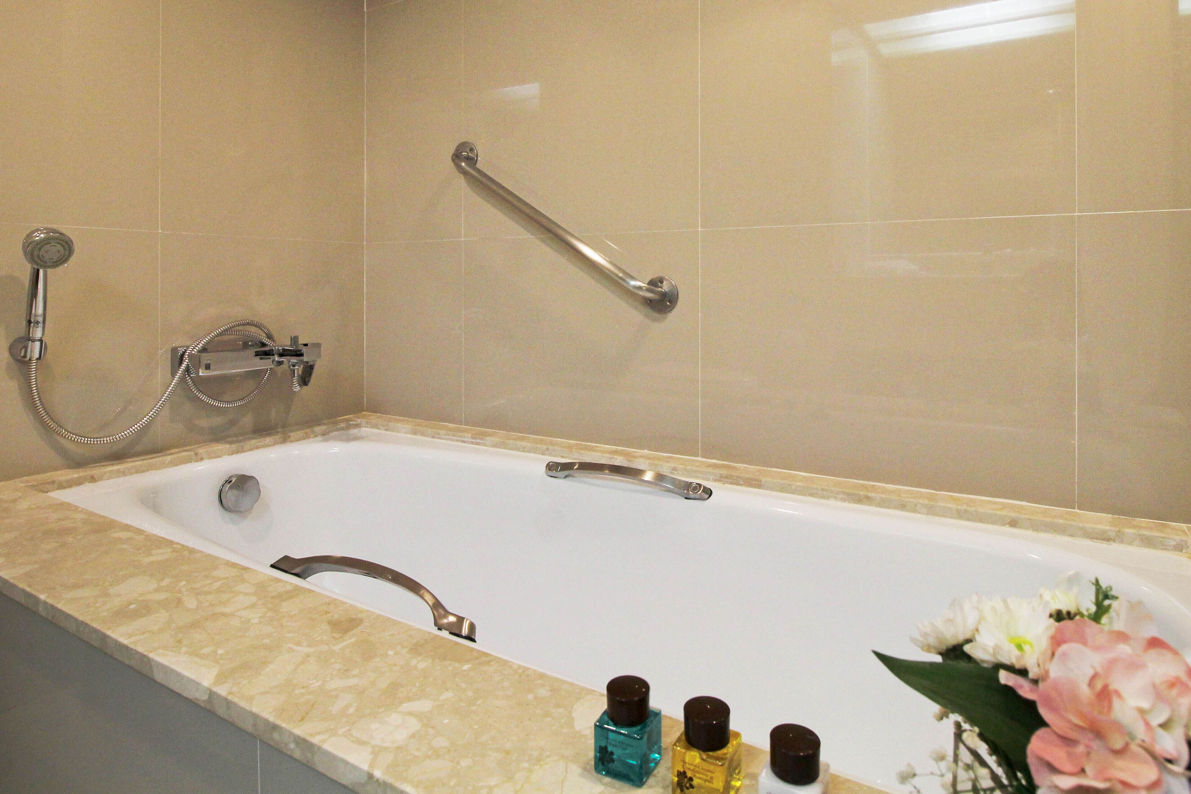 free toiletries, hair dryer, bathrobes, slippers