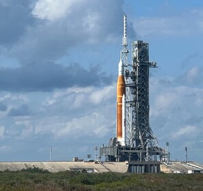 A rocket on a launch pad with a clear sky in the background. - Holiday Inn Express & Suites Palm Bay by IHG (Palm Bay)