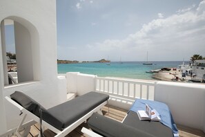 Firemannsrom – deluxe, 1 soverom, sjøutsikt, sjøvendt | Balkong