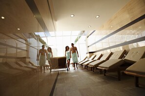 Sauna, hot tub, body treatments, facials, massage/treatment rooms