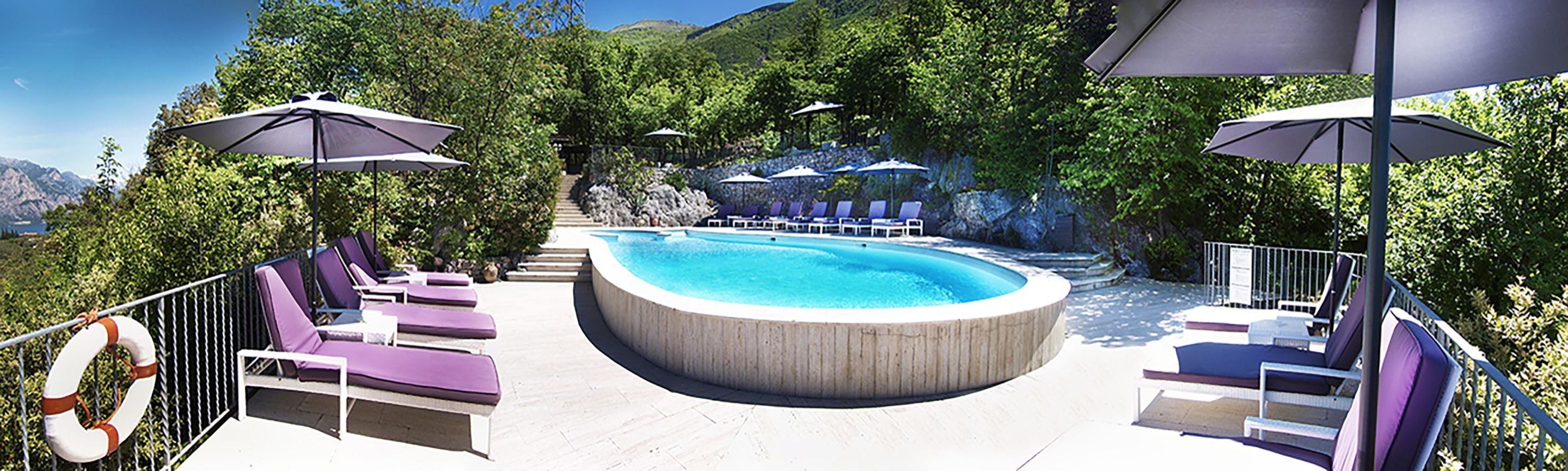 Outdoor pool, open 9:30 AM to 7:30 PM, pool umbrellas, pool loungers