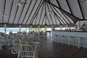 Beach views, serves happy hour