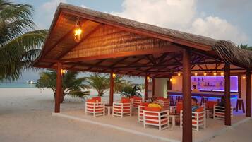 Beach views, serves happy hour