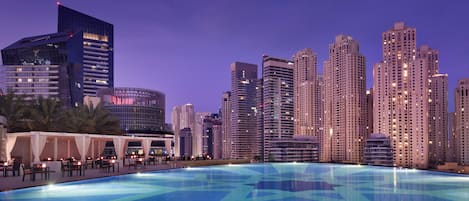 Outdoor pool, pool umbrellas