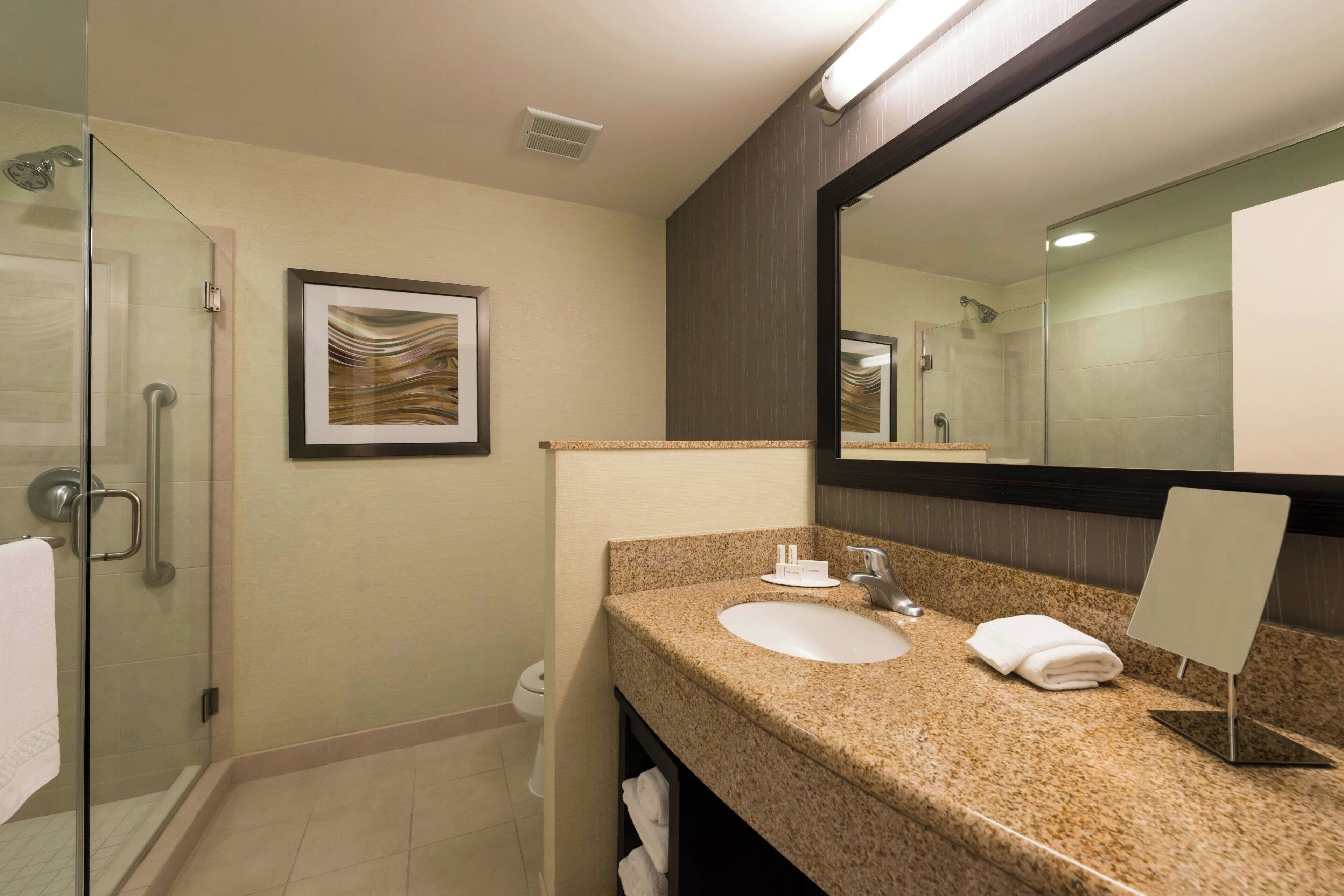 free toiletries, hair dryer, towels, soap